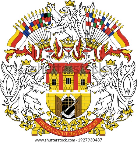 Vector coat of arms illustration of the Czech capital of Prague, Czech Republic