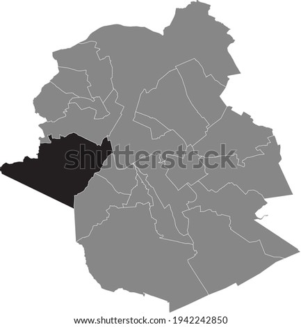 Black location map of the Brusselian Anderlecht municipality inside the Belgian capital city of Brussels, Belgium