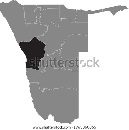 Black highlighted location map of the Namibian Erongo region inside gray map of the Republic of Namibia