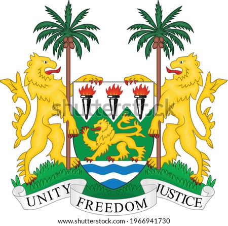 Official current vector coat of arms of the Republic of Sierra Leone