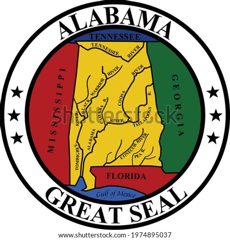 Official current vector great seal of the Federal State of Alabama, USA