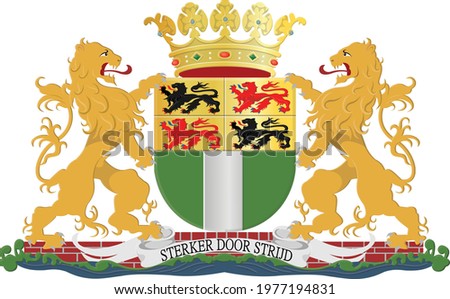 Vector coat of arms illustration of the Dutch regional capital city of Rotterdam, Netherlands