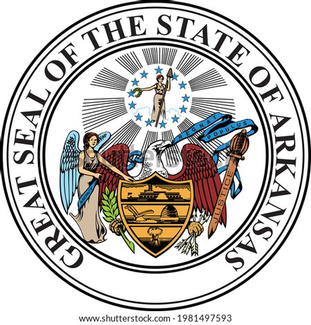 Official current vector great seal of the Federal State of Arkansas, USA