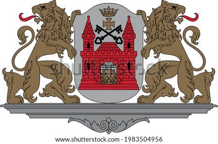 Vector coat of arms illustration of the Latvian capital city of Riga, Latvia