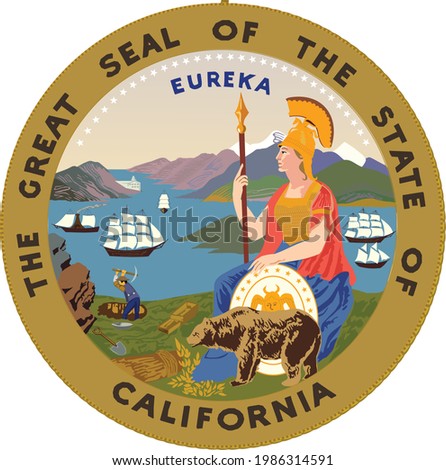 Official current vector great seal of the Federal State of California, USA