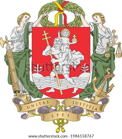 Vector coat of arms illustration of the Lithuanian capital city of Vilnius, Lithuania