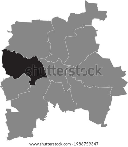 Black location map of the Leipziger Old West (Alt-West) district inside the German regional capital city of Leipzig, Germany