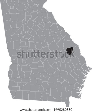 Black highlighted location map of the US Jenkins county inside gray map of the Federal State of Georgia, USA