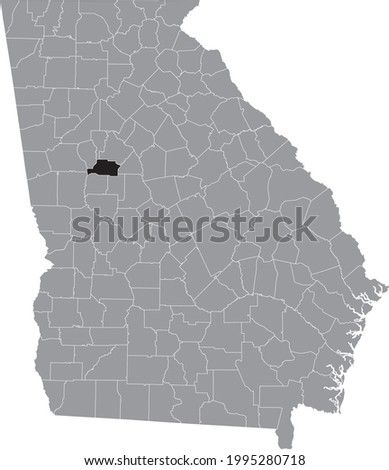 Black highlighted location map of the US Spalding county inside gray map of the Federal State of Georgia, USA