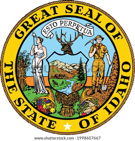 Official current vector great seal of the Federal State of Idaho, USA