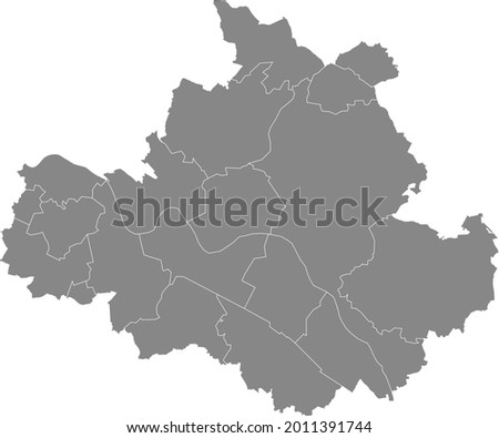 Simple gray vector map with white borders of districts of Dresden, Germany
