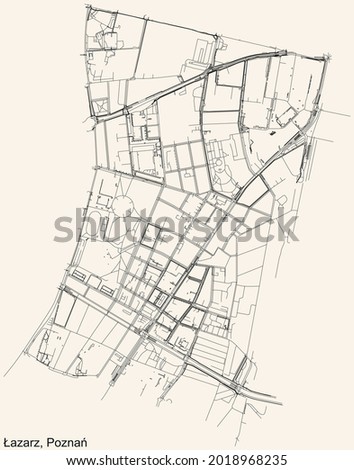 Black simple detailed street roads map on vintage beige background of the quarter Św. Łazarz district of Poznan, Poland Zdjęcia stock © 