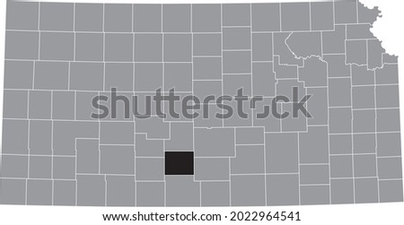 Black highlighted location map of the Pratt County inside gray map of the Federal State of Kansas, USA