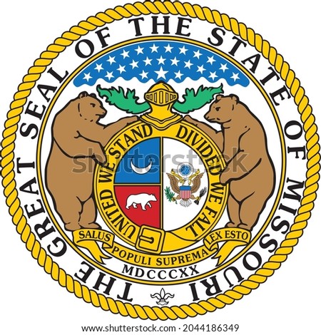 Official current vector great seal of the Federal State of Missouri, USA