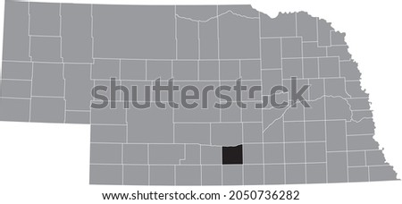 Black highlighted location map of the Kearney County inside gray map of the Federal State of Nebraska, USA