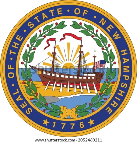 Official current vector great seal of the Federal State of New Hampshire, USA