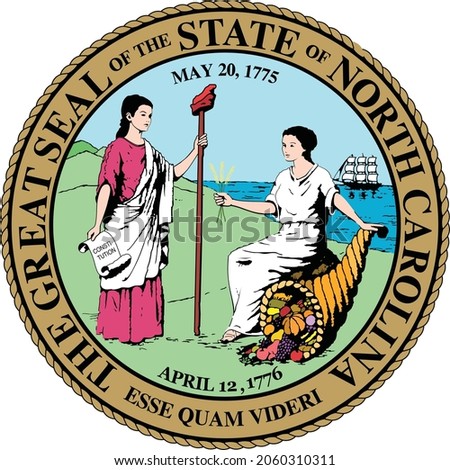 Official current vector great seal of the Federal State of North Carolina, USA