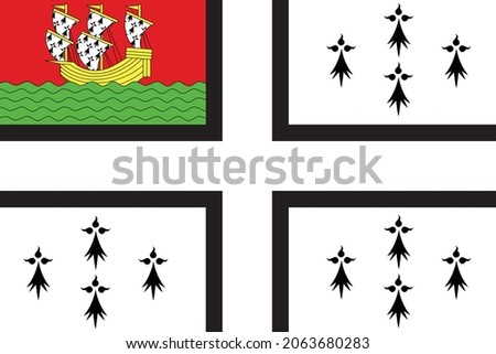 Official flag vector illustration of the French regional capital city of Nantes, France