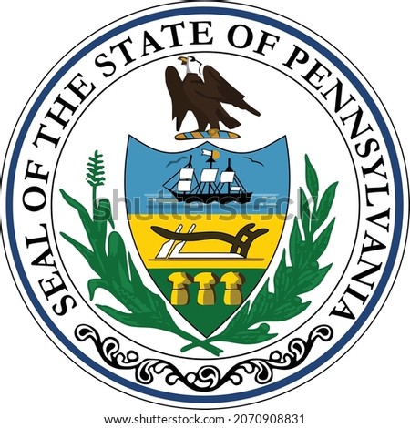 Official current vector great seal of the Federal State of Pennsylvania, USA