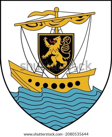 Official coat of arms vector illustration of the Irish regional capital city of Galway City, Ireland