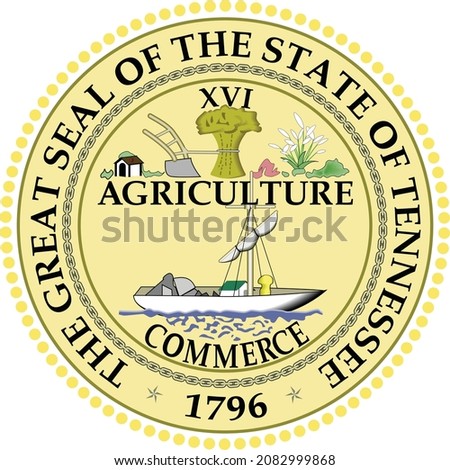 Official current vector great seal of the Federal State of Tennessee, USA