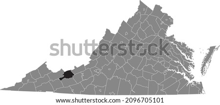 Black highlighted location map of the Bland County inside gray administrative map of the Federal State of Virginia, USA Сток-фото © 