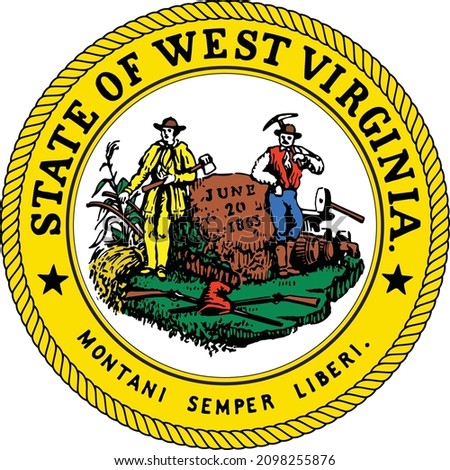 Official current vector great seal of the Federal State of West Virginia, USA
