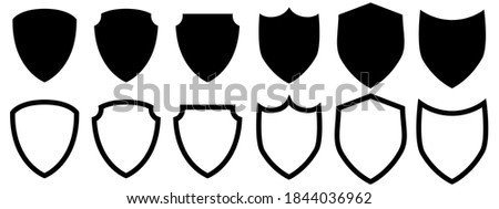 Set of vector shields. Security patches isolated on white background. Vector illustration EPS 10