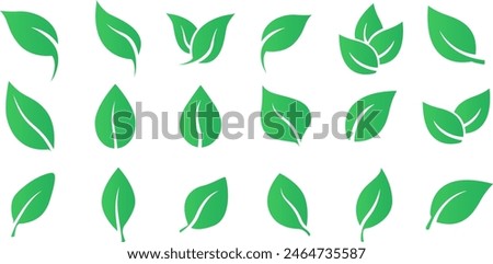 Leaves icon set. Leaves icon on transparent background. Collection green leaf. Eco leaves collection. Ecological concept. Vector EPS 10