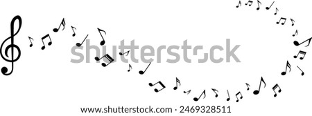 Musical note. Vector isolated on transparent background. Illustration of music sound, tune bass treble. Vector EPS 10