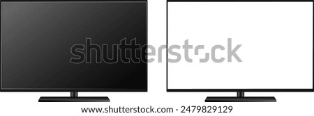 Modern TV set on a transparent background. Vector realistic tv template. Modern TV monitor. Plasma tv mockup. Vector EPS 10