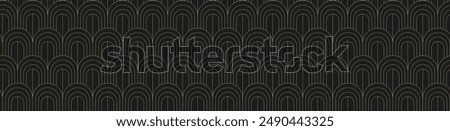 Seamless golden arch texture on a black background. Elegant pattern in Art Nouveau style. Geometric decorative texture. Geometric art deco texture. Vector EPS 10