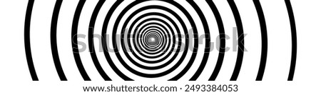 Hypnotic spiral. Optical illusion wormhole. Hypnotic swirl lines or vortex spin or black and white circular motion twirls. Vector EPS 10