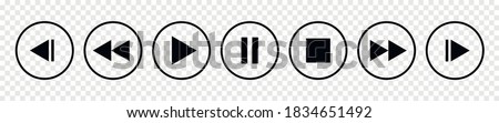 Set of media player button icons.Play and pause buttons,video audio player,player button set icon symbol,play and pause vector button.Vector illustration