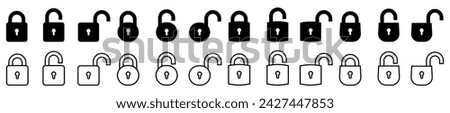 Locks icons set. Security symbol. Lock Unlock. Lock open and lock closed icon. Vector lock icons on transparent background. Vector illustration