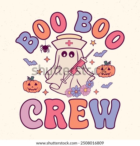 Boo boo crew - Retro Groovy Halloween t shirt design, vector graphic