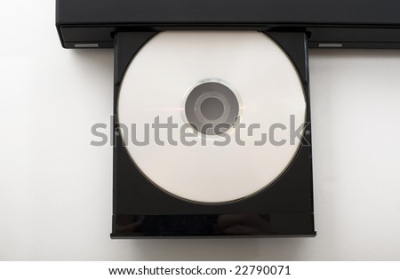 an open dvd-player with a dvd in it