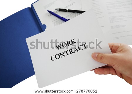 contract / work contract sign with application portfolio background - job, economy, business & career