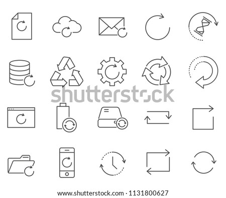 Simple Set of refresh Related Vector Line Icons. Contains such Icons as update, renew, restore, load and more. 