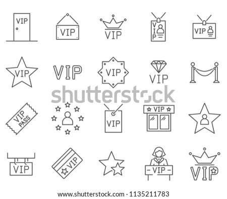 Set of vip Related Vector Line Icons. Contains such Icons as celebrities, stars, fame and more. 