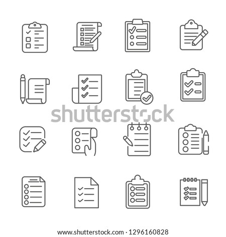 Set of list Related Vector Line Icons. Contains such Icons as documents, contract, estimate, agreement and etc. - Vector 