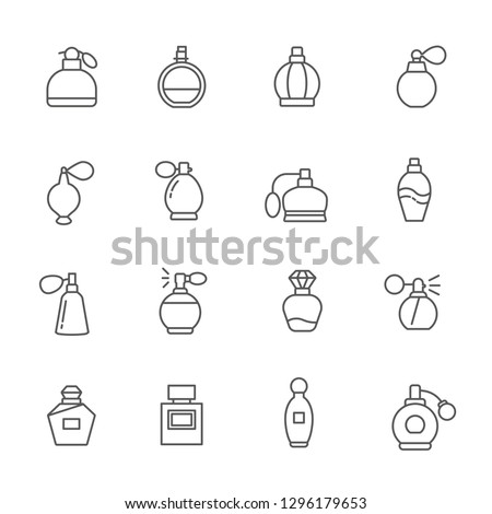 Set of perfume Related Vector Line Icons. Contains such Icons as scent, fragrance, cosmetics and etc. - Vector  商業照片 © 
