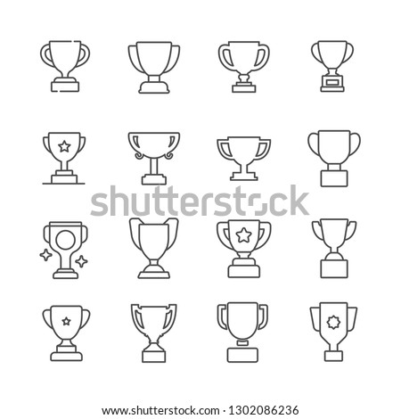Set of trophy Related Vector Line Icons. Includes such Icons as cup, award, victory, prize and more. - Vector