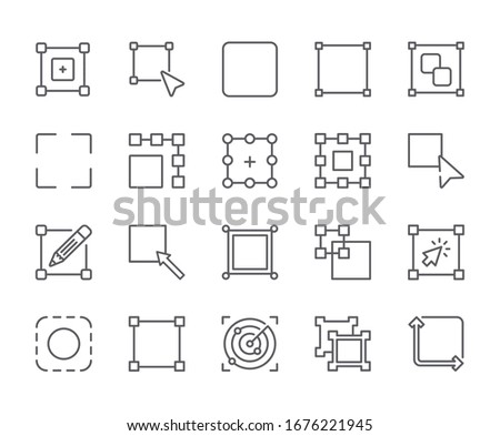 Set of area Related Vector Line Icons. Includes such Icons as size, zoom, cursor, select and more. - vector.