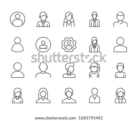 Set of avatar Related Vector Line Icons. Includes such Icons as person, user, male, female, human and more. - vector