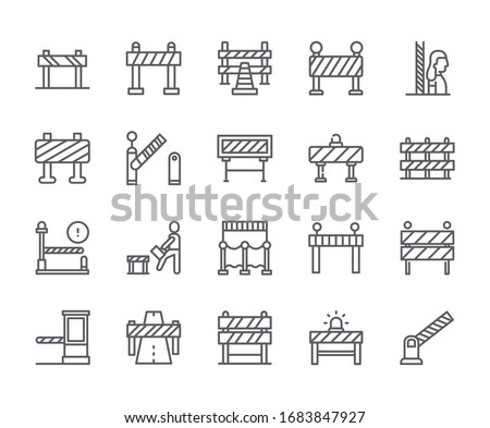 Set of barrier Related Vector Line Icons. Includes such Icons as obstacle, gates and more.