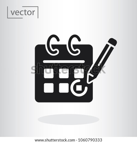 Calendar, pencil, marking day, icon vector