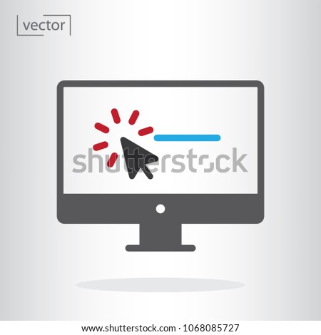 computer or monitor, cursor click promotion page icon vector