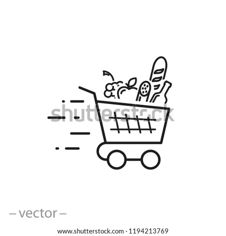 Shopping cart, line sign, icon vector