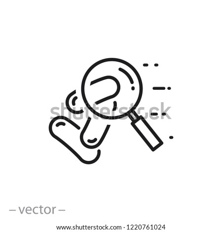 magnifying glass focuses on the bacteria icon, linear sign on white background - editable vector illustration eps10